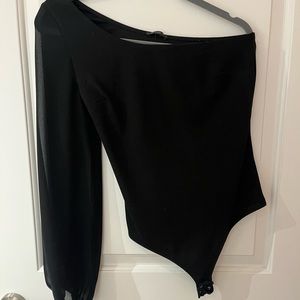 Dynamite Black One Shoulder Bodysuit.